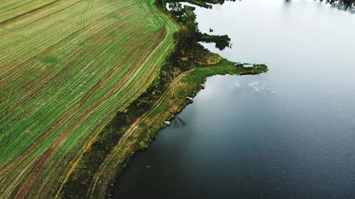 High angle view of beach