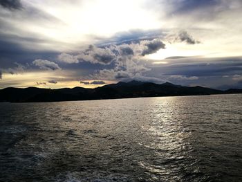 Scenic view of sea against sky during sunset