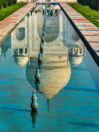 High angle view of boat in swimming pool