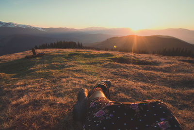 Scenic view of landscape against sky during sunset