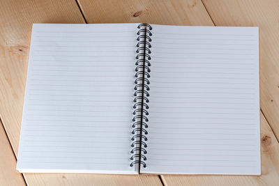 High angle view of book on table