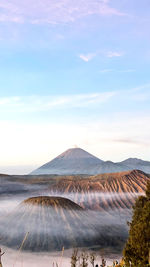 Scenic view of mountains against sky, mount bromo