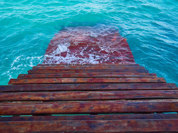 High angle view of pier over sea