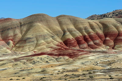 Rock formations in desert against clear sky