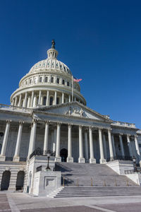 Low angle view of historic building against clear sky