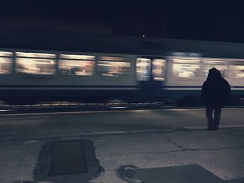Blurred motion of train at night