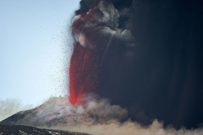 Etna eruption 2022 and winter snow