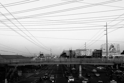 Aerial view of railroad tracks against sky