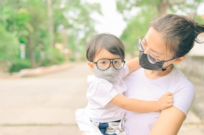 Portrait of mother and son