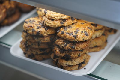 Close-up of cookies in plate