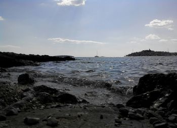 Scenic view of beach against sky