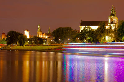 Light trails in building at night