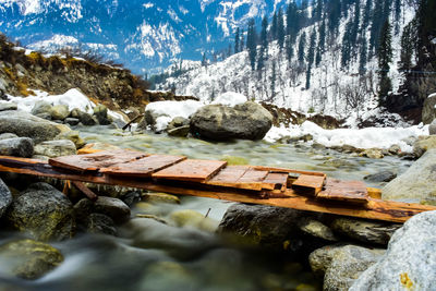 View of rocks in winter