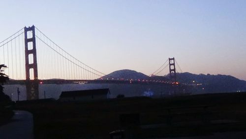 Suspension bridge at sunset