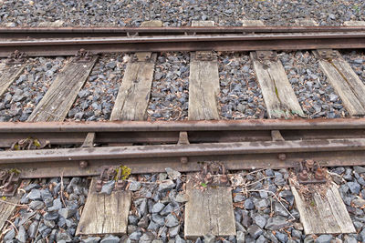 High angle view of railroad tracks