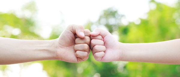 Cropped hand of person holding hands