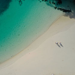 High angle view of sand on beach