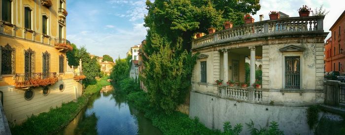 Canal with buildings in background