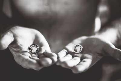 Close-up of man with hands