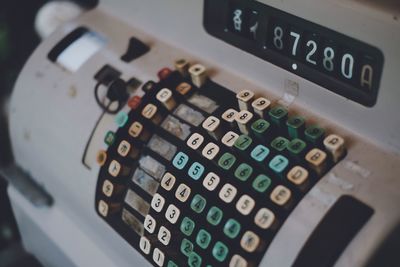 High angle view of computer keyboard