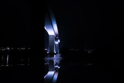 Reflection of illuminated buildings in water