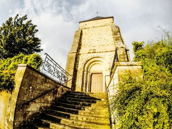 Low angle view of temple against sky