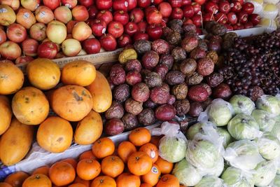 Full frame shot of fruits at market for sale