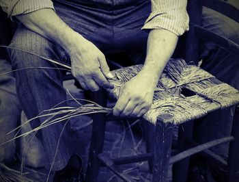 Close-up of hands working