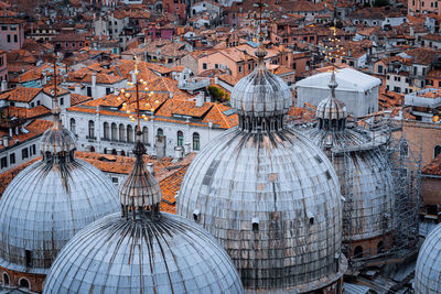 High angle view of buildings in city