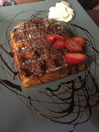 Close-up of cake in plate on table