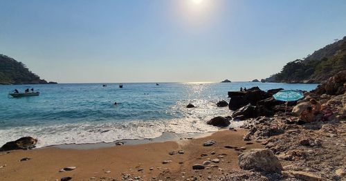 Scenic view of sea against clear sky