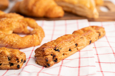 High angle view of cookies on table