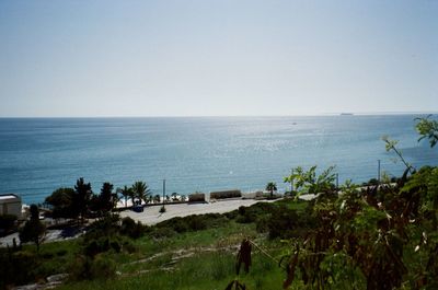 Scenic view of sea against clear sky