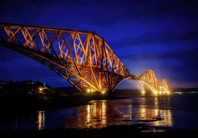 Bridge over river at night