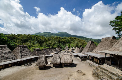 Panoramic view of land and buildings against sky