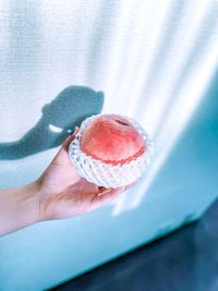 Midsection of person holding ice cream