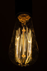 Illuminated light bulb in darkroom