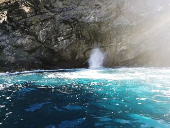 Scenic view of waterfall