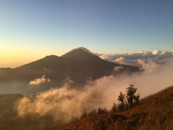 Scenic view of mountains against clear sky