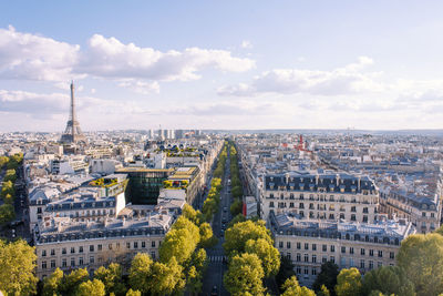 High angle view of buildings in city