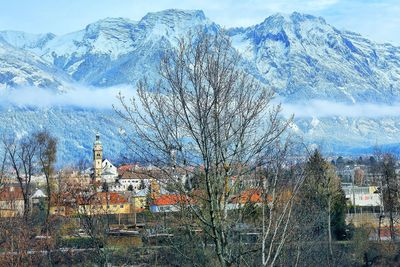 Snow covered mountain against sky