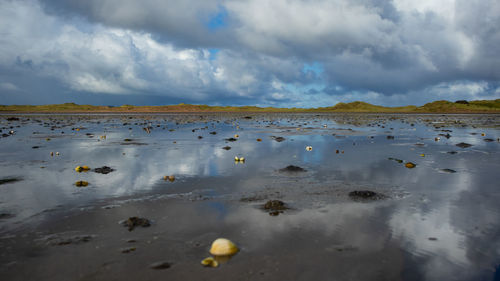 Scenic view of land against sky