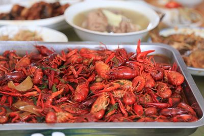 Close-up of seafood in plate