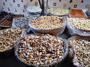 High angle view of spices for sale at market stall