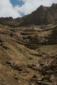 Scenic view of landscape and mountains against sky