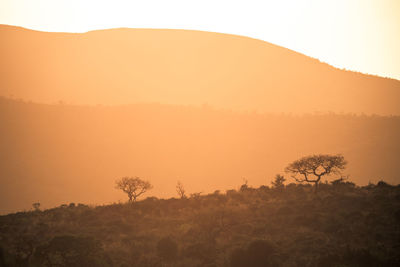 Scenic view of landscape against sky during sunset