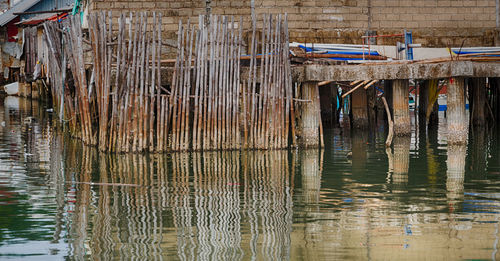 Reflection of old building in water