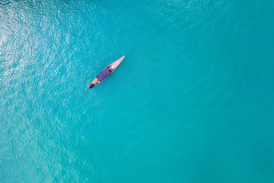 Aerial view of boat in sea