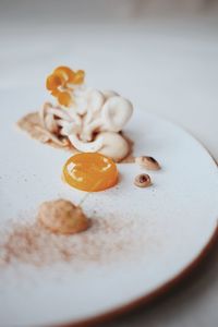 High angle view of breakfast on table