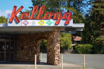 Low angle view of sign against trees